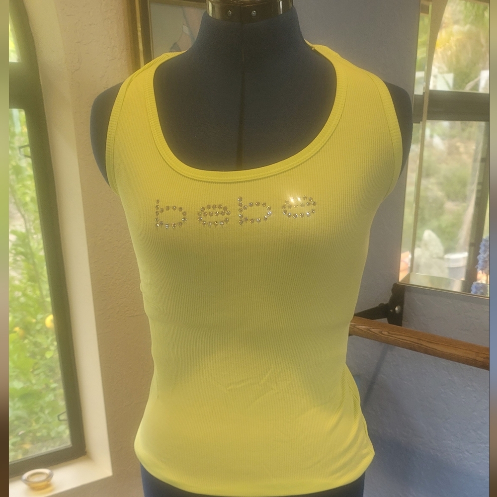 Bebe Yellow Fitted Tank Top